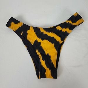 Icon Swim Womens Beat The Heat Orange Black Zebra Print Swim Bikini Bottom Sz S